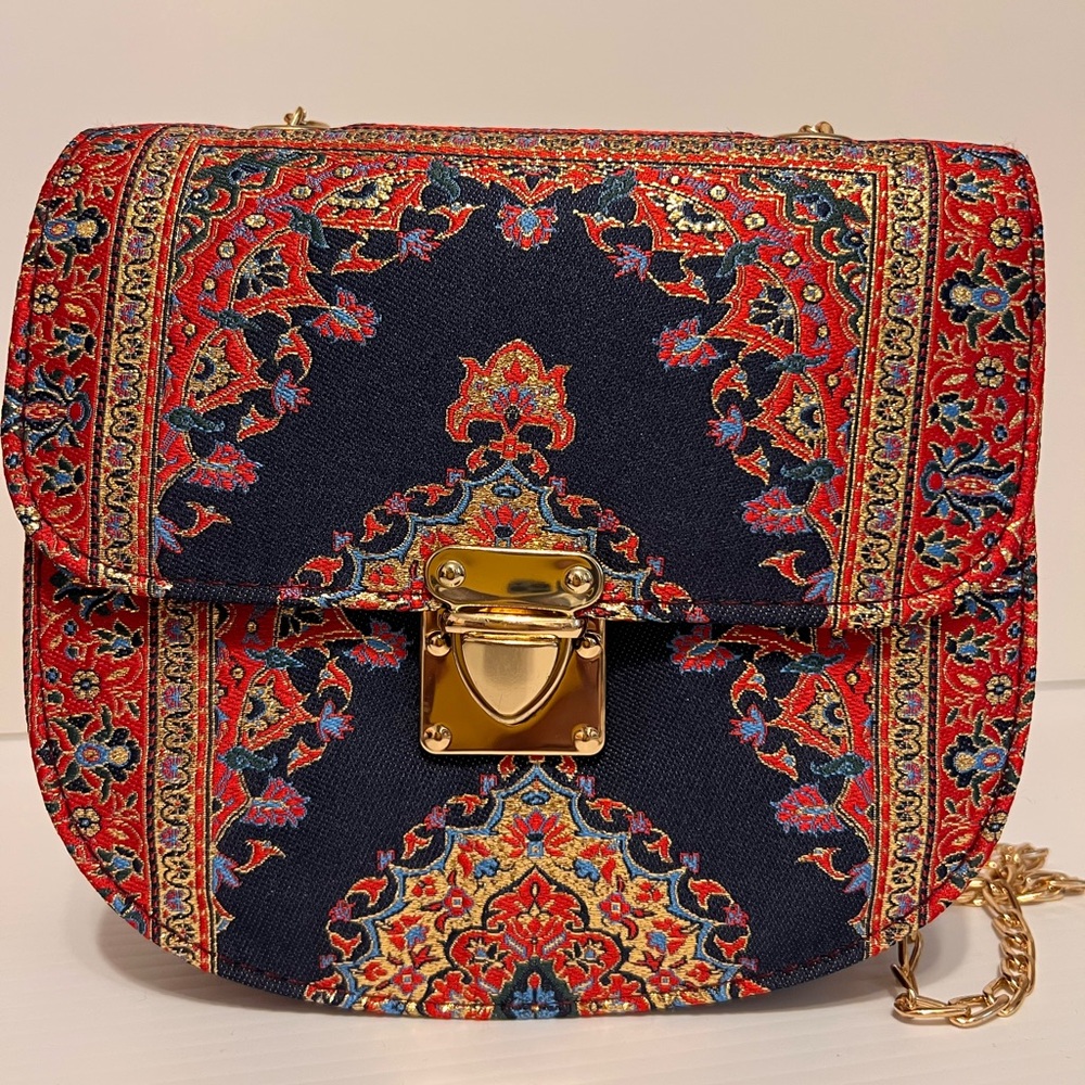 Elegant Red and Blue Patterned Women's Bag Small